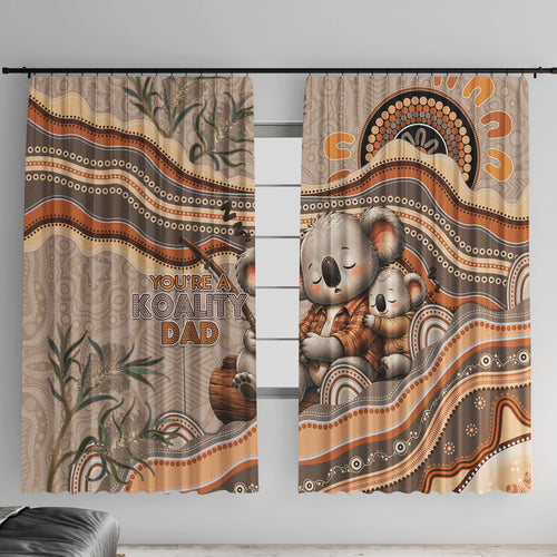 Australia Father's Day Window Curtain Koality Dad Fishing Aboriginal Dot Art