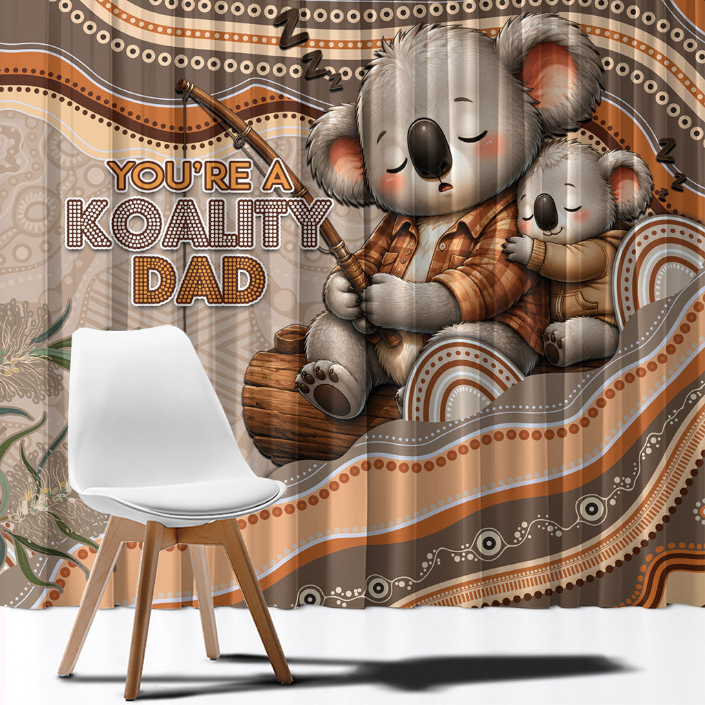 Australia Father's Day Window Curtain Koality Dad Fishing Aboriginal Dot Art