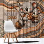 Australia Father's Day Window Curtain Koality Dad Fishing Aboriginal Dot Art