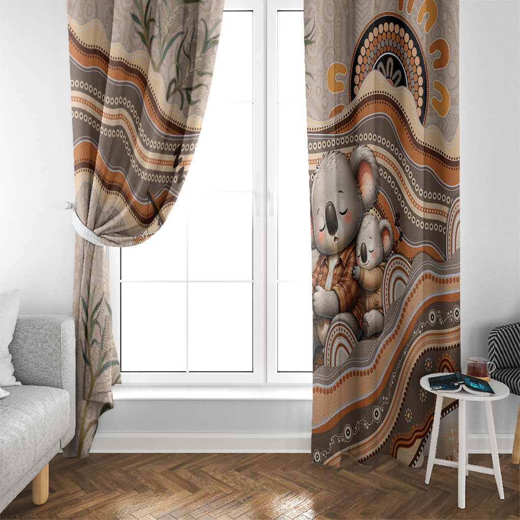 Australia Father's Day Window Curtain Koality Dad Fishing Aboriginal Dot Art