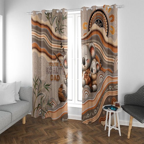 Australia Father's Day Window Curtain Koality Dad Fishing Aboriginal Dot Art