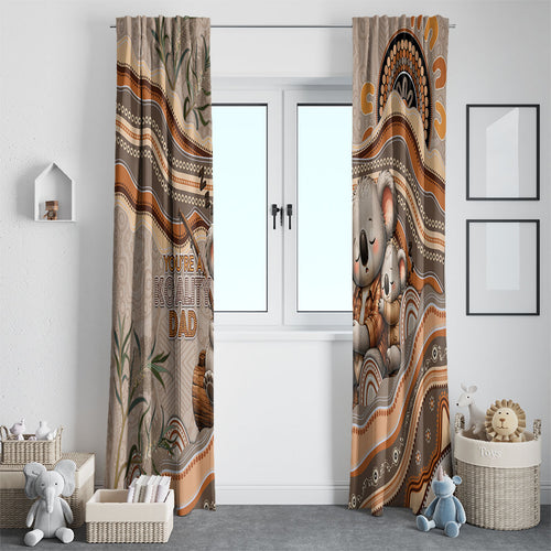 Australia Father's Day Window Curtain Koality Dad Fishing Aboriginal Dot Art