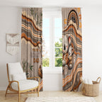Australia Father's Day Window Curtain Koality Dad Fishing Aboriginal Dot Art