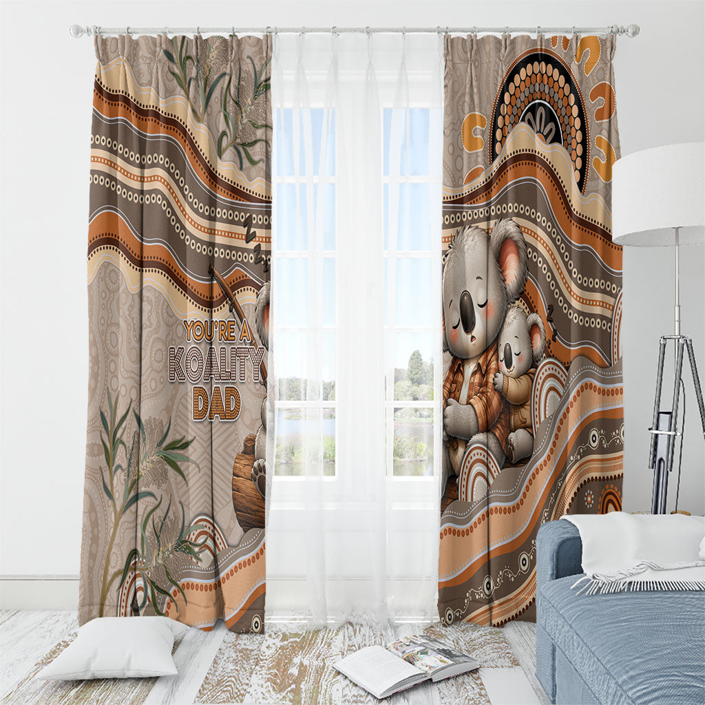 Australia Father's Day Window Curtain Koality Dad Fishing Aboriginal Dot Art