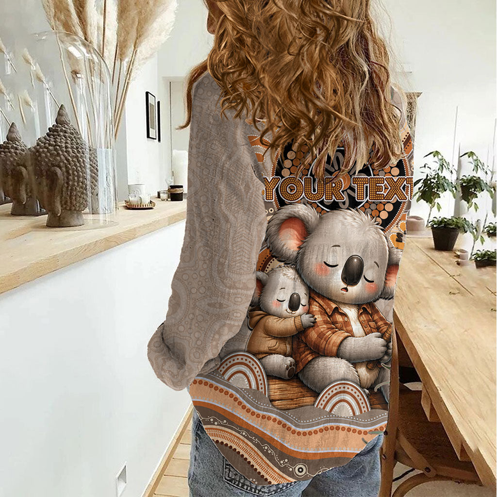 Personalised Australia Father's Day Women Casual Shirt Koality Dad Fishing Aboriginal Dot Art