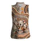Personalised Australia Father's Day Women Sleeveless Polo Shirt Koality Dad Fishing Aboriginal Dot Art
