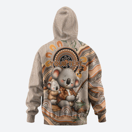 Personalised Australia Father's Day Zip Hoodie Koality Dad Fishing Aboriginal Dot Art