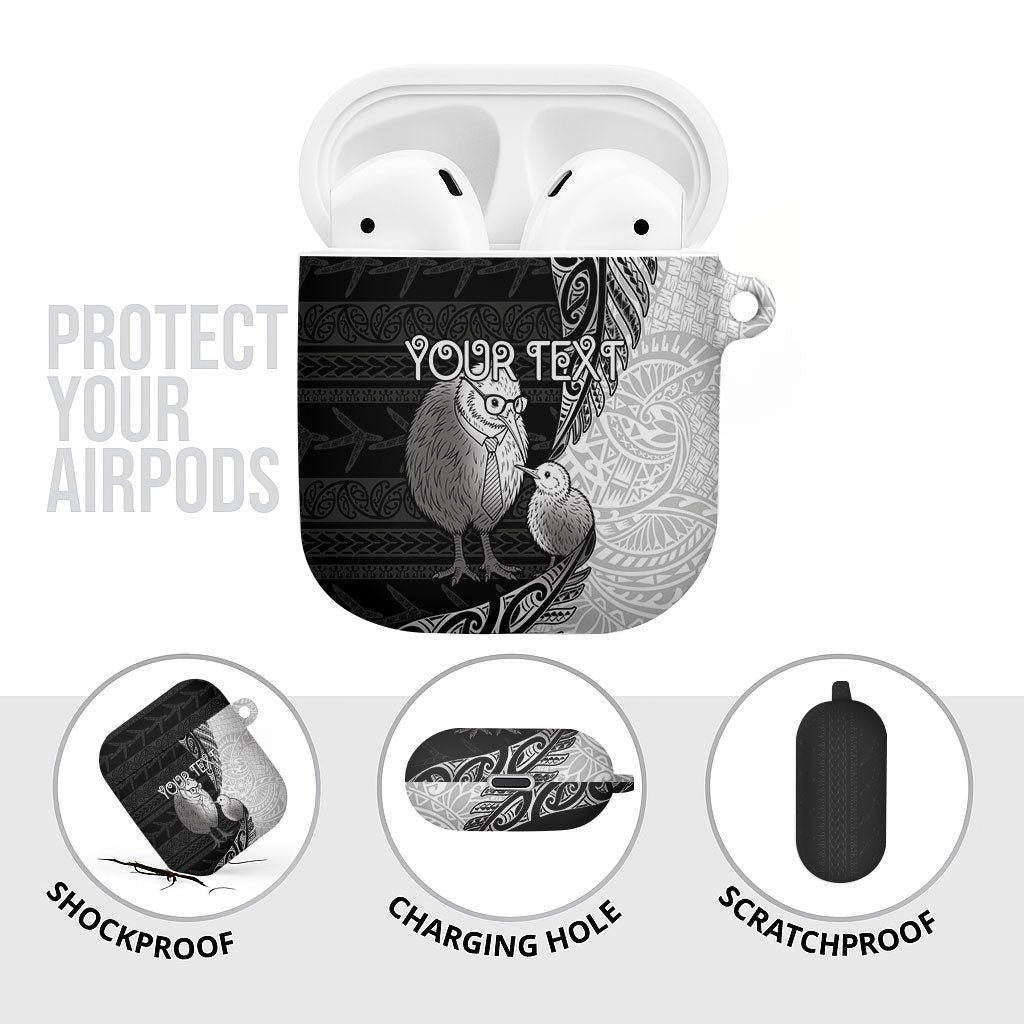 Personalised New Zealand Father's Day AirPods Case Papa Kiwi Bird Tribal Pattern