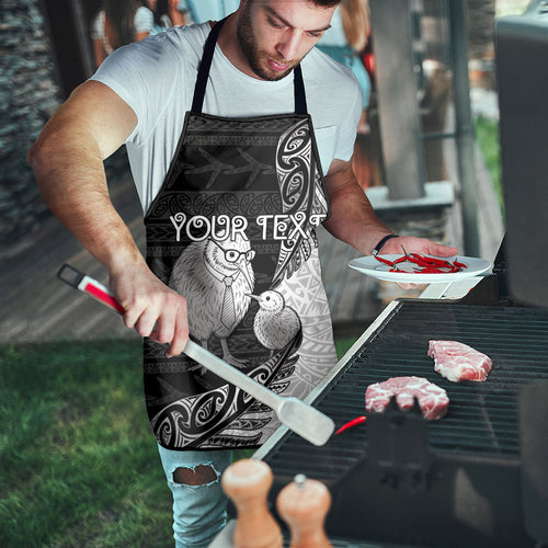 Personalised New Zealand Father's Day Apron Papa Kiwi Bird Tribal Pattern