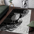 Personalised New Zealand Father's Day Area Rug Papa Kiwi Bird Tribal Pattern