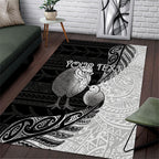Personalised New Zealand Father's Day Area Rug Papa Kiwi Bird Tribal Pattern