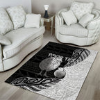 Personalised New Zealand Father's Day Area Rug Papa Kiwi Bird Tribal Pattern