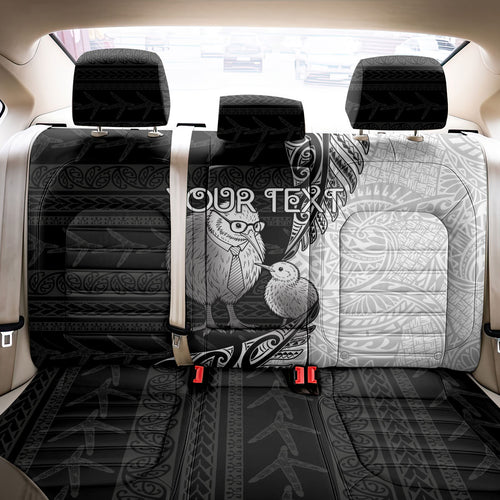 Personalised New Zealand Father's Day Back Car Seat Cover Papa Kiwi Bird Tribal Pattern