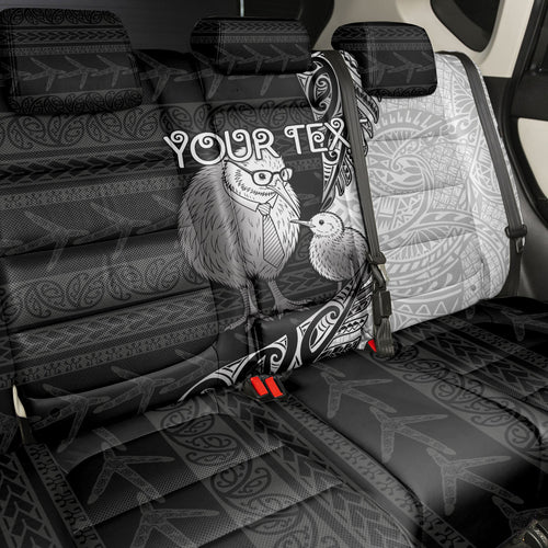 Personalised New Zealand Father's Day Back Car Seat Cover Papa Kiwi Bird Tribal Pattern