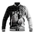Personalised New Zealand Father's Day Baseball Jacket Papa Kiwi Bird Tribal Pattern