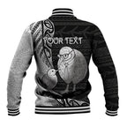 Personalised New Zealand Father's Day Baseball Jacket Papa Kiwi Bird Tribal Pattern