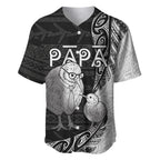 Personalised New Zealand Father's Day Baseball Jersey Papa Kiwi Bird Tribal Pattern