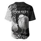 Personalised New Zealand Father's Day Baseball Jersey Papa Kiwi Bird Tribal Pattern