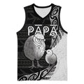 Personalised New Zealand Father's Day Basketball Jersey Papa Kiwi Bird Tribal Pattern