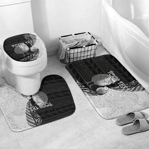 Personalised New Zealand Father's Day Bathroom Set Papa Kiwi Bird Tribal Pattern