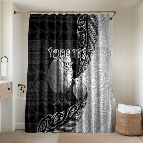 Personalised New Zealand Father's Day Bathroom Set Papa Kiwi Bird Tribal Pattern