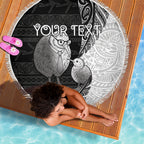 Personalised New Zealand Father's Day Beach Blanket Papa Kiwi Bird Tribal Pattern