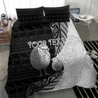 Personalised New Zealand Father's Day Bedding Set Papa Kiwi Bird Tribal Pattern