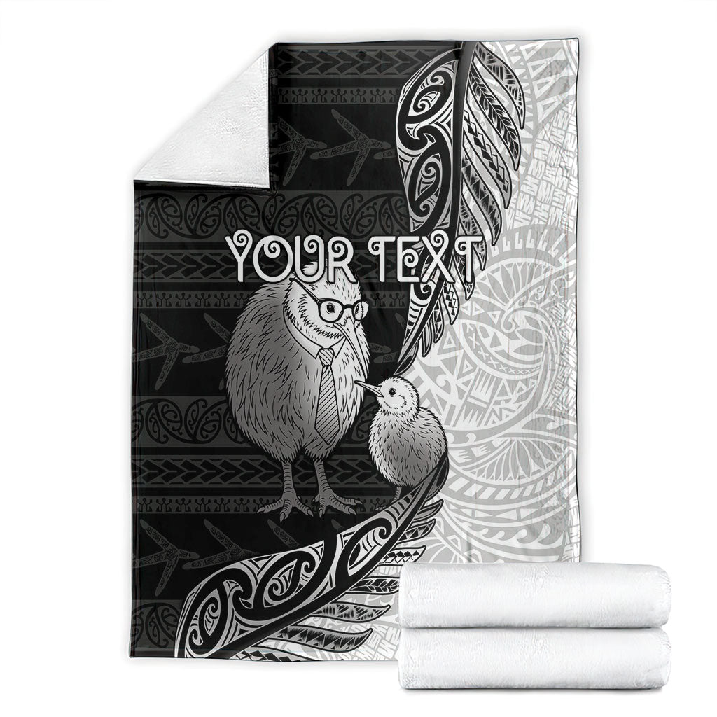 Personalised New Zealand Father's Day Blanket Papa Kiwi Bird Tribal Pattern