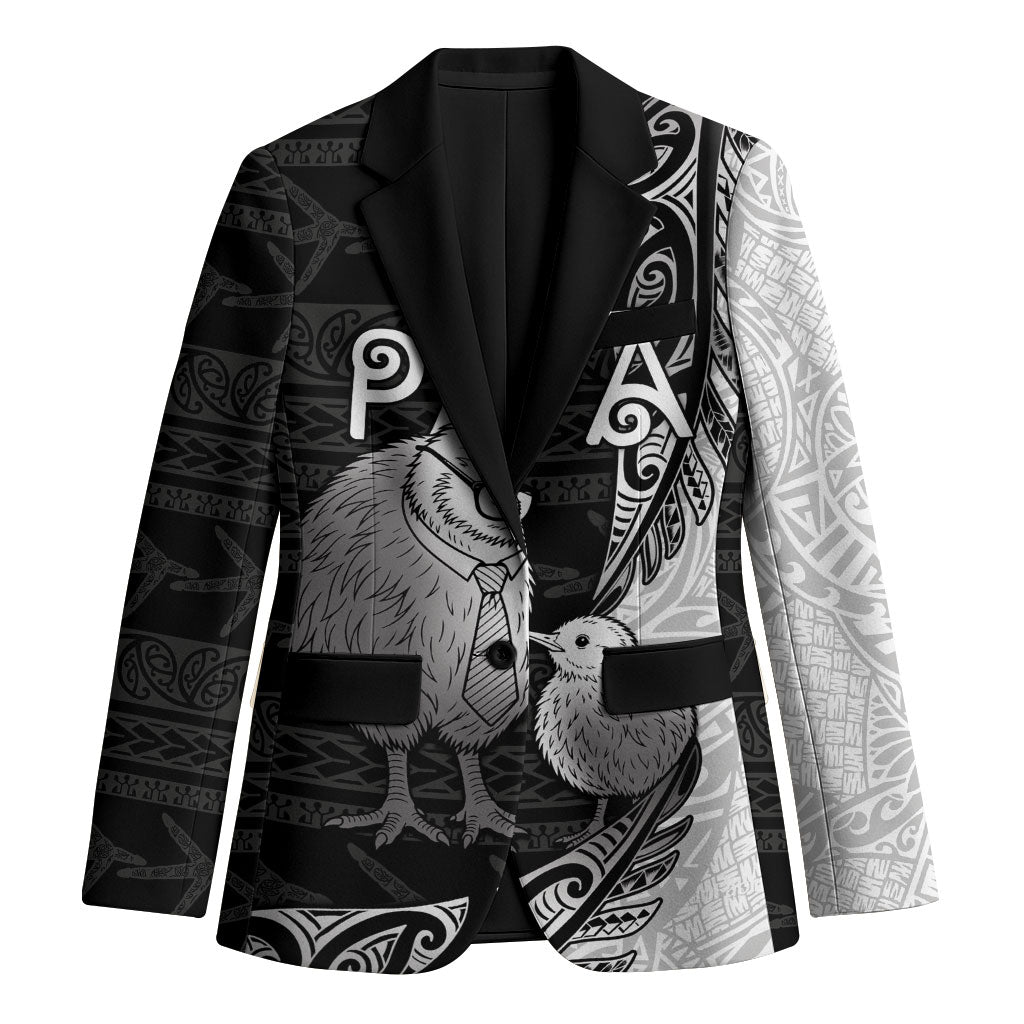 Personalised New Zealand Father's Day Blazer Papa Kiwi Bird Tribal Pattern