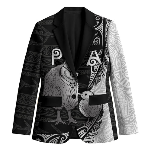 Personalised New Zealand Father's Day Blazer Papa Kiwi Bird Tribal Pattern