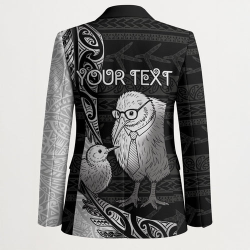 Personalised New Zealand Father's Day Blazer Papa Kiwi Bird Tribal Pattern