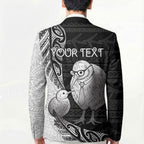 Personalised New Zealand Father's Day Blazer Papa Kiwi Bird Tribal Pattern