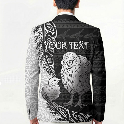 Personalised New Zealand Father's Day Blazer Papa Kiwi Bird Tribal Pattern