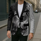 Personalised New Zealand Father's Day Blazer Papa Kiwi Bird Tribal Pattern