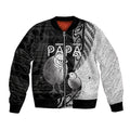 Personalised New Zealand Father's Day Bomber Jacket Papa Kiwi Bird Tribal Pattern