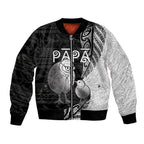 Personalised New Zealand Father's Day Bomber Jacket Papa Kiwi Bird Tribal Pattern