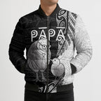 Personalised New Zealand Father's Day Bomber Puffer Jacket Papa Kiwi Bird Tribal Pattern