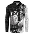 Personalised New Zealand Father's Day Button Sweatshirt Papa Kiwi Bird Tribal Pattern