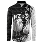 Personalised New Zealand Father's Day Button Sweatshirt Papa Kiwi Bird Tribal Pattern