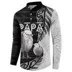 Personalised New Zealand Father's Day Button Sweatshirt Papa Kiwi Bird Tribal Pattern
