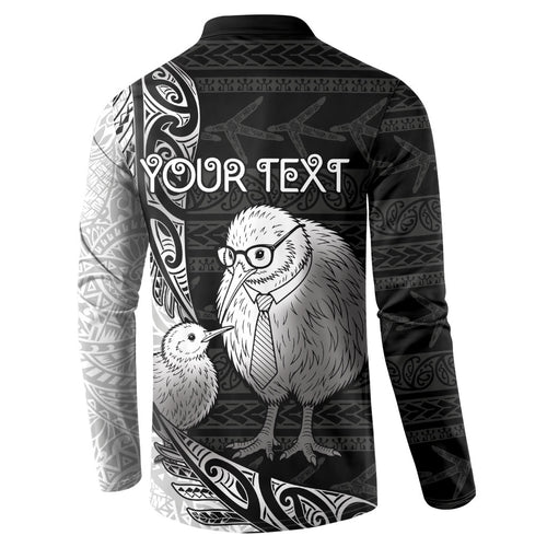 Personalised New Zealand Father's Day Button Sweatshirt Papa Kiwi Bird Tribal Pattern
