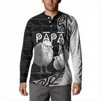 Personalised New Zealand Father's Day Button Sweatshirt Papa Kiwi Bird Tribal Pattern