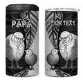 Personalised New Zealand Father's Day 4 in 1 Can Cooler Tumbler Papa Kiwi Bird Tribal Pattern