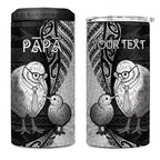 Personalised New Zealand Father's Day 4 in 1 Can Cooler Tumbler Papa Kiwi Bird Tribal Pattern