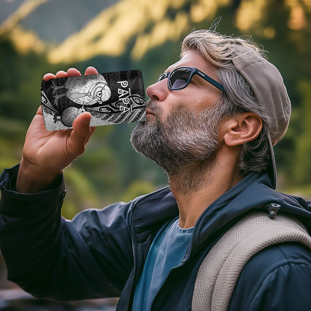 Personalised New Zealand Father's Day 4 in 1 Can Cooler Tumbler Papa Kiwi Bird Tribal Pattern