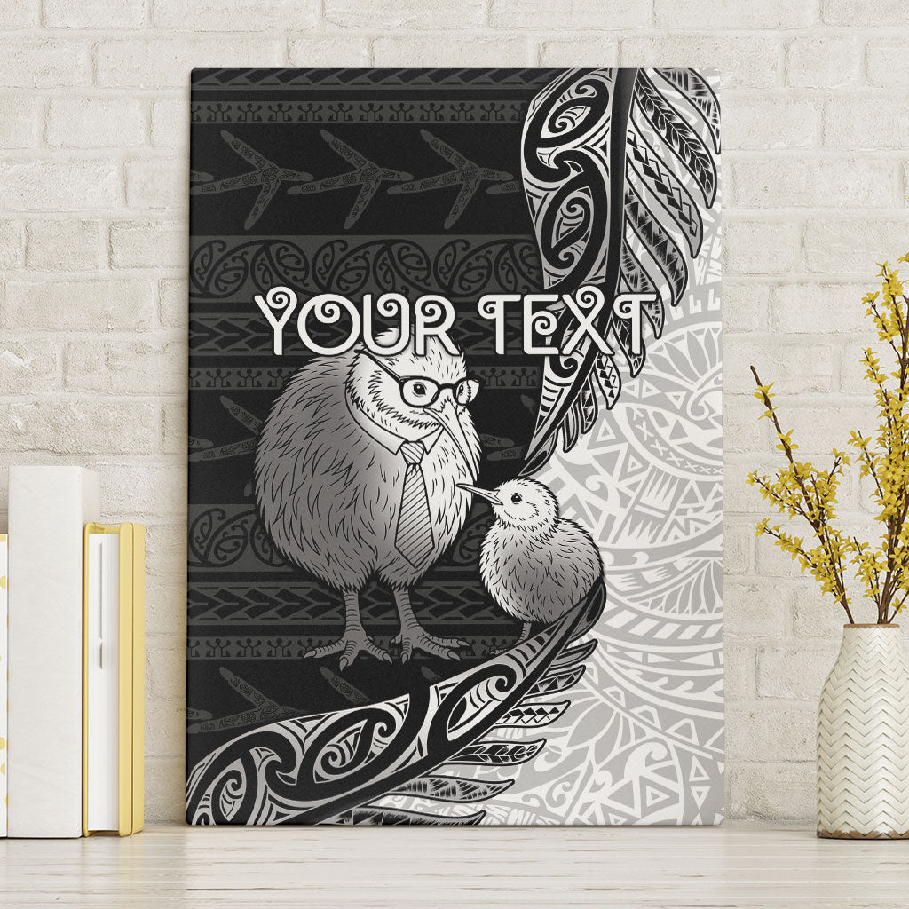 Personalised New Zealand Father's Day Canvas Wall Art Papa Kiwi Bird Tribal Pattern