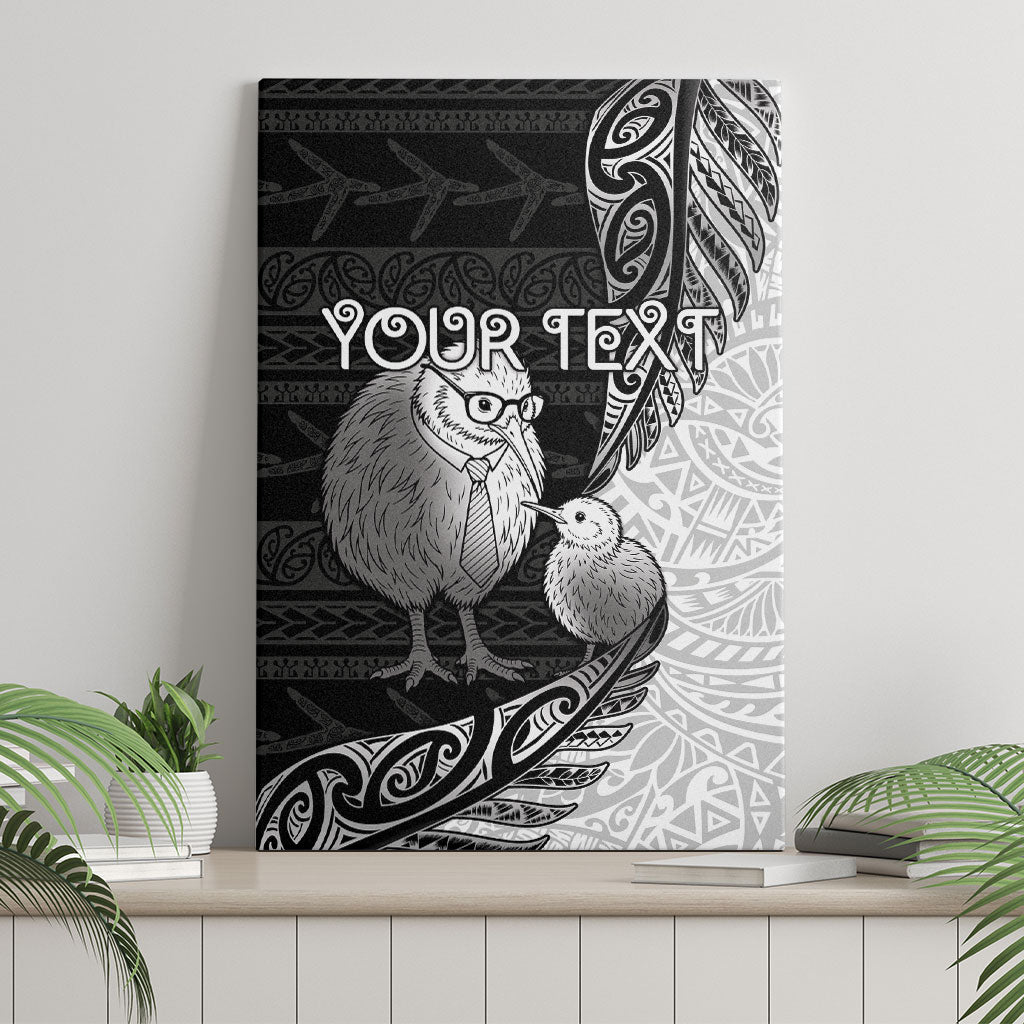 Personalised New Zealand Father's Day Canvas Wall Art Papa Kiwi Bird Tribal Pattern