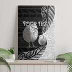 Personalised New Zealand Father's Day Canvas Wall Art Papa Kiwi Bird Tribal Pattern