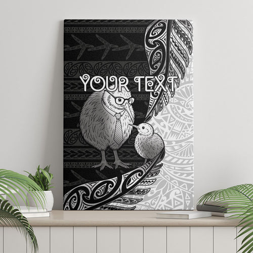 Personalised New Zealand Father's Day Canvas Wall Art Papa Kiwi Bird Tribal Pattern