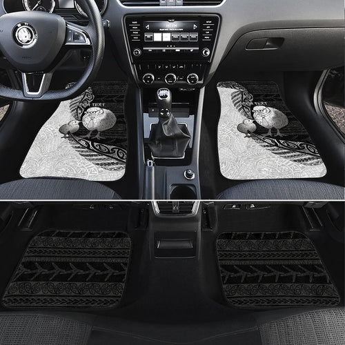 Personalised New Zealand Father's Day Car Mats Papa Kiwi Bird Tribal Pattern